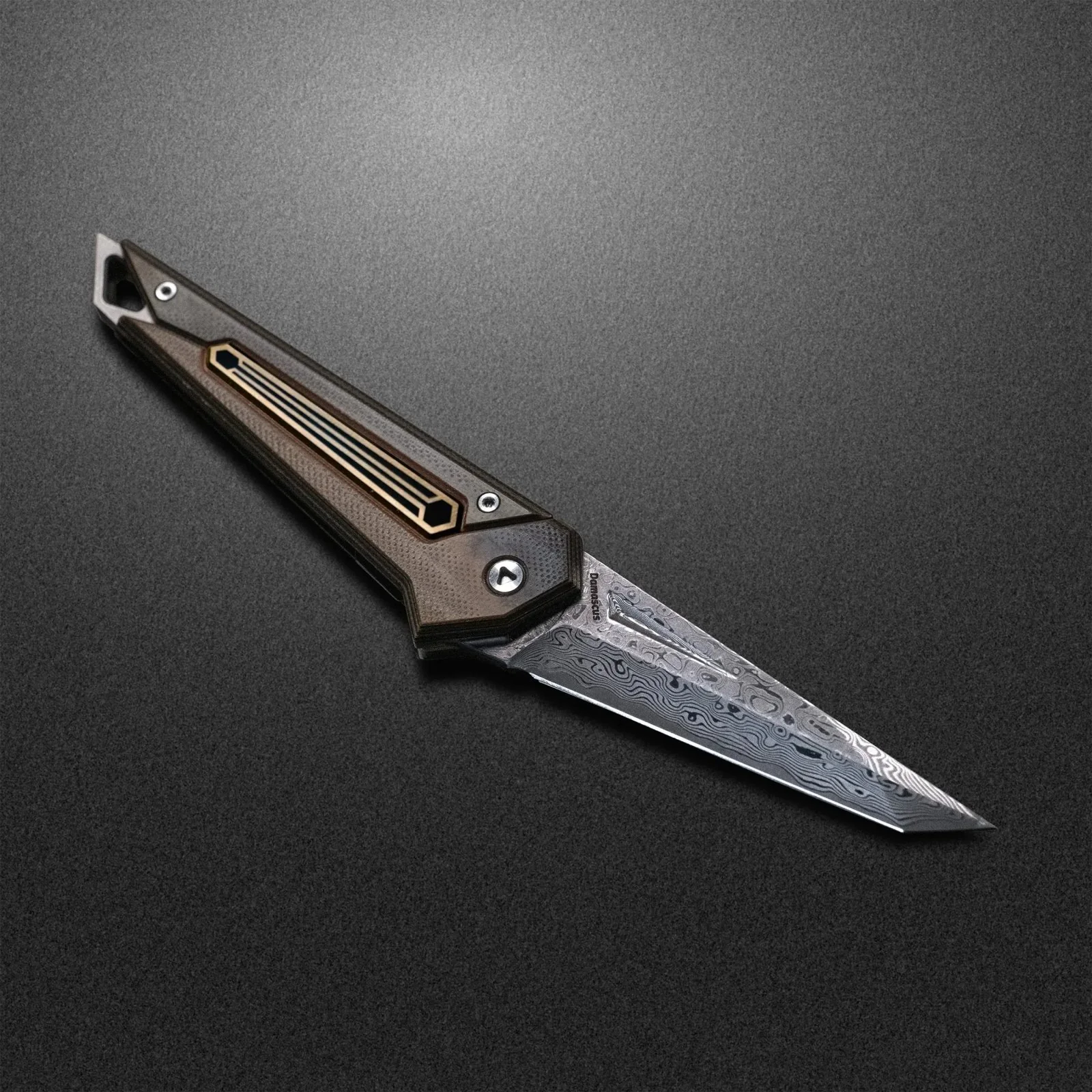 Damascus KAMETA - G10 Amber Black Scales - Image 5