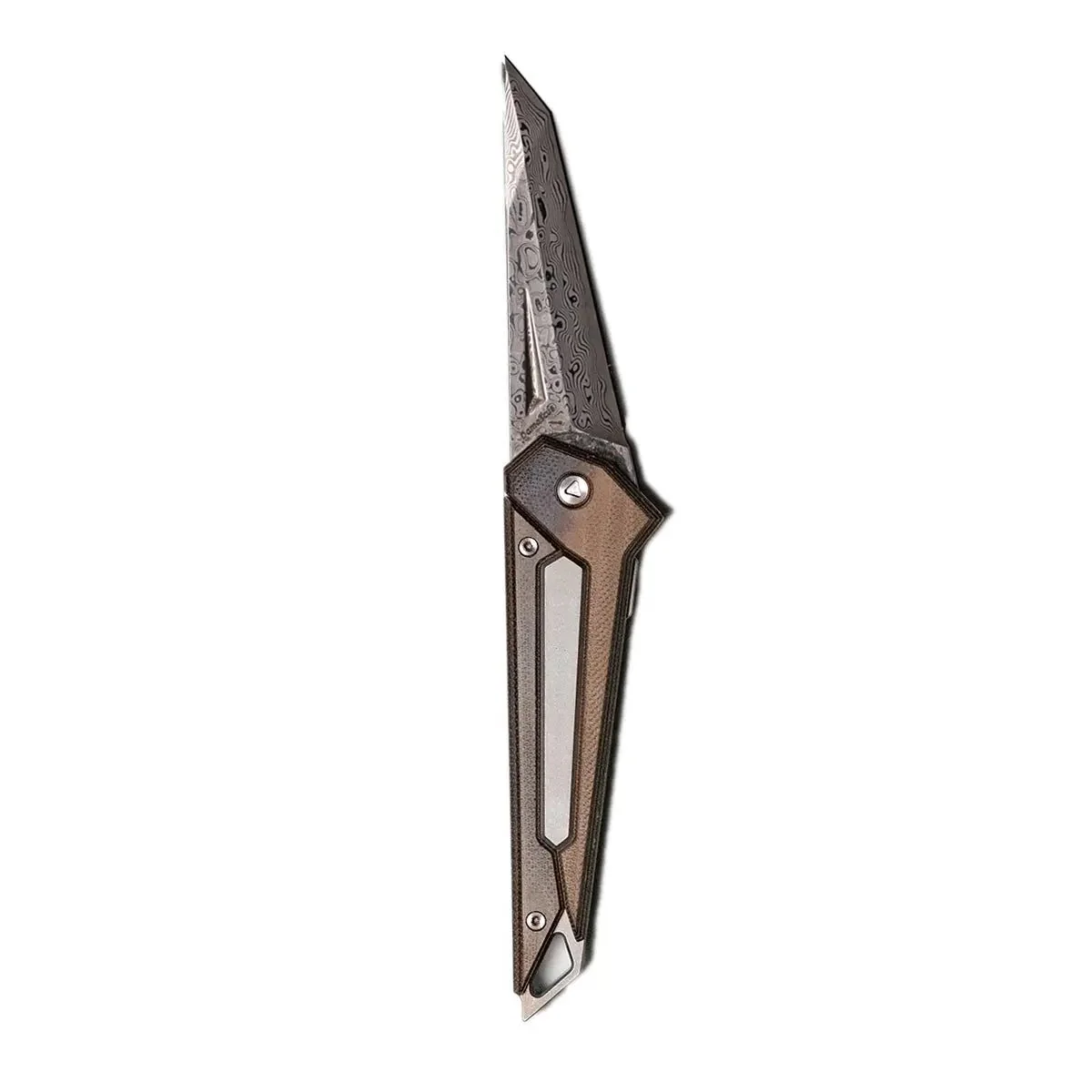 Damascus KAMETA - G10 Amber Black Scales - Image 6