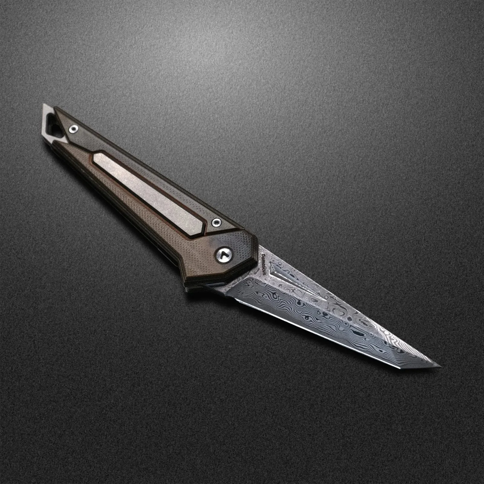 Damascus KAMETA - G10 Amber Black Scales - Image 7