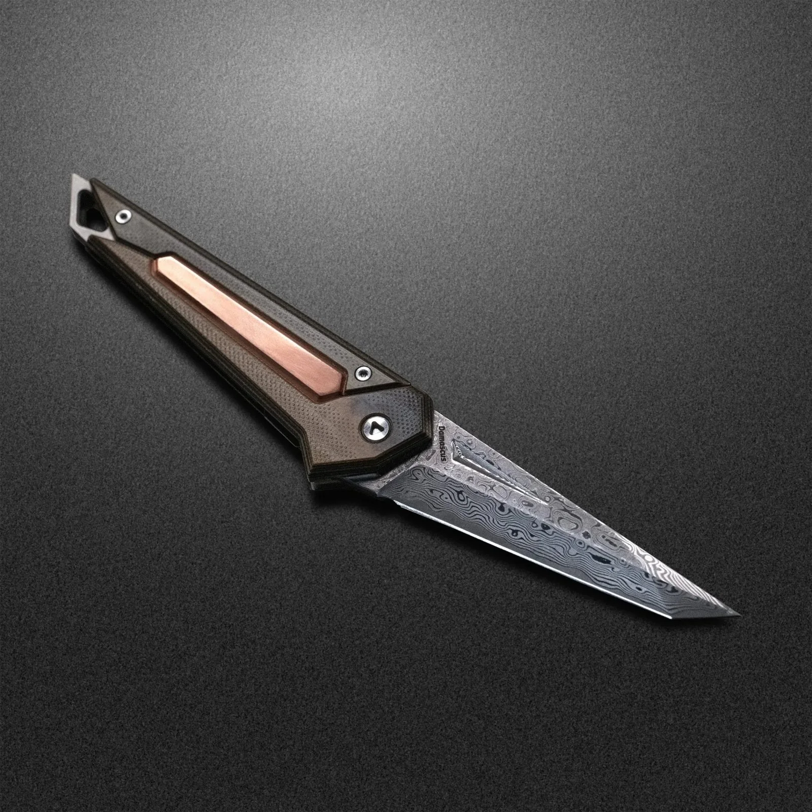 Damascus KAMETA - G10 Amber Black Scales - Image 9